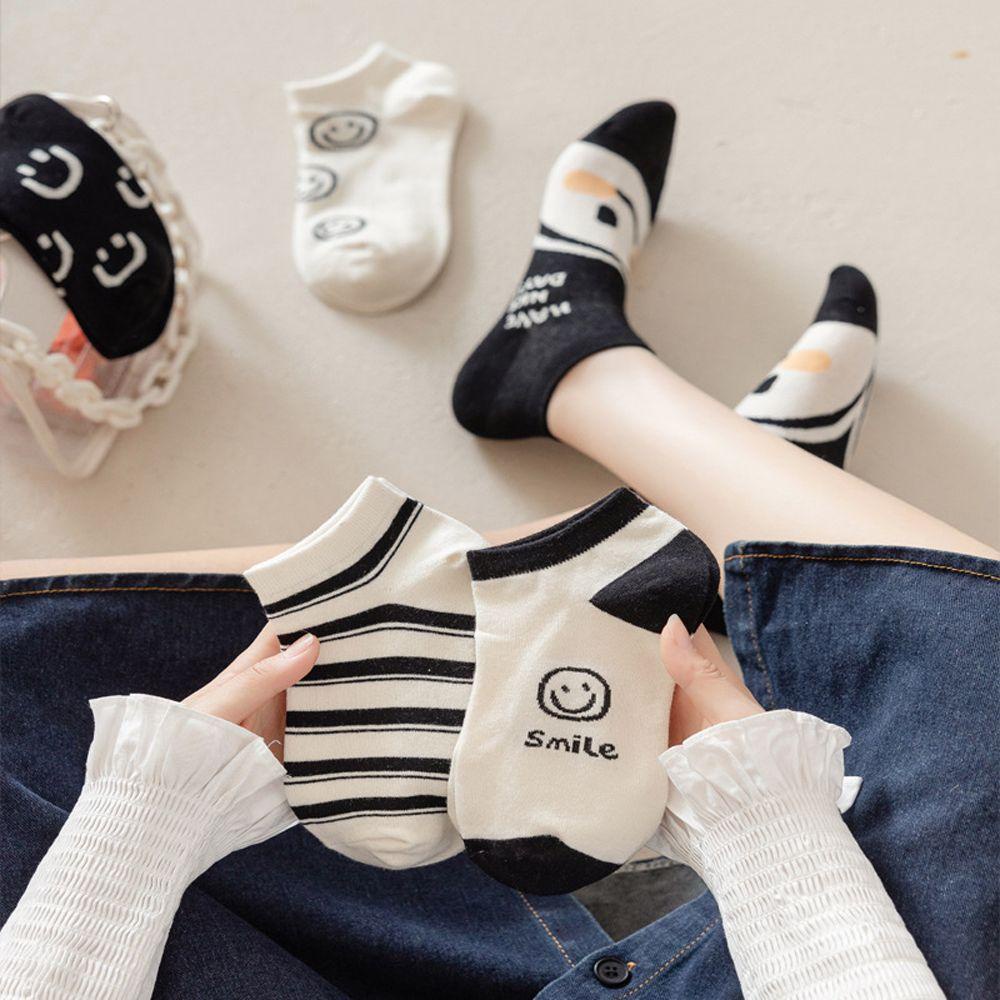 Vớ Cotton Ngắn In Họa Tiết Mặt Cười Ngọt Ngào Thời Trang Đường Phố Cho Nữ