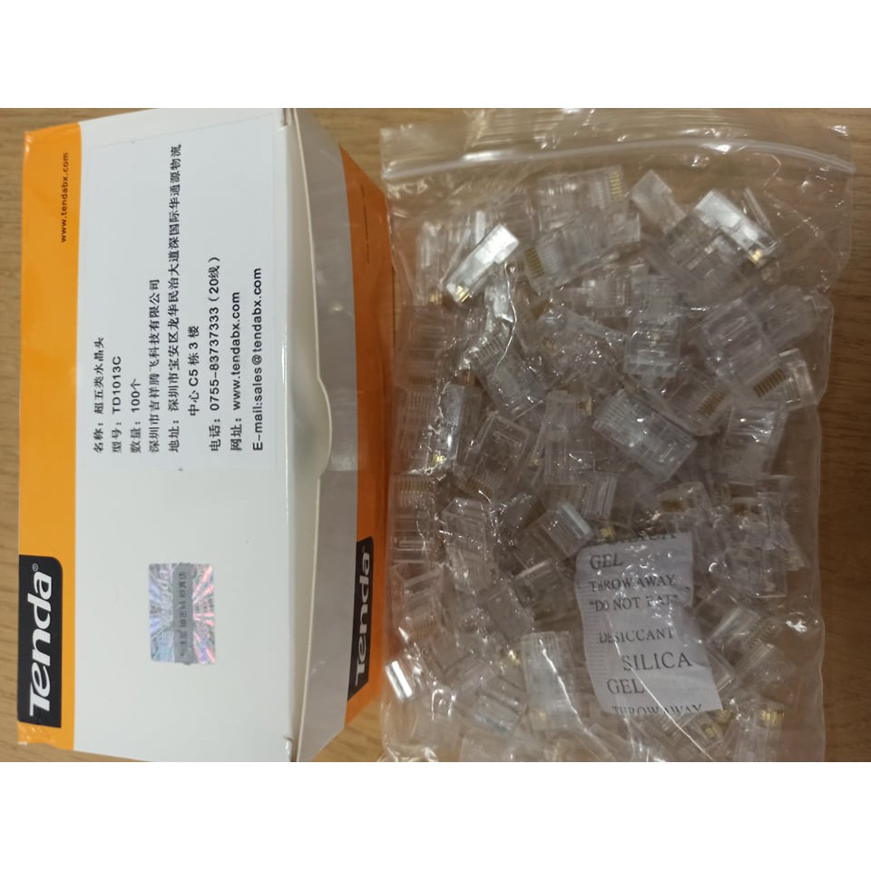Hạt mạng Tenda, đầu bấm mạng RJ45 Tenda Cat5e , Cat6, hộp jack đầu mạng RJ45 Tenda