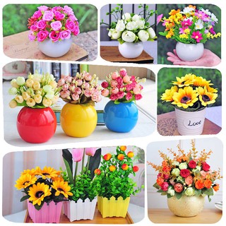 Hoa giả trang trí phòng khách hoa giả hoa bàn ăn hoa trang trí bó hoa lụa châu Âu hoa cà phê trang trí bàn