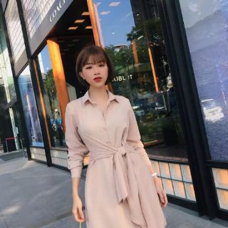 Đầm sơ mi thắt eo