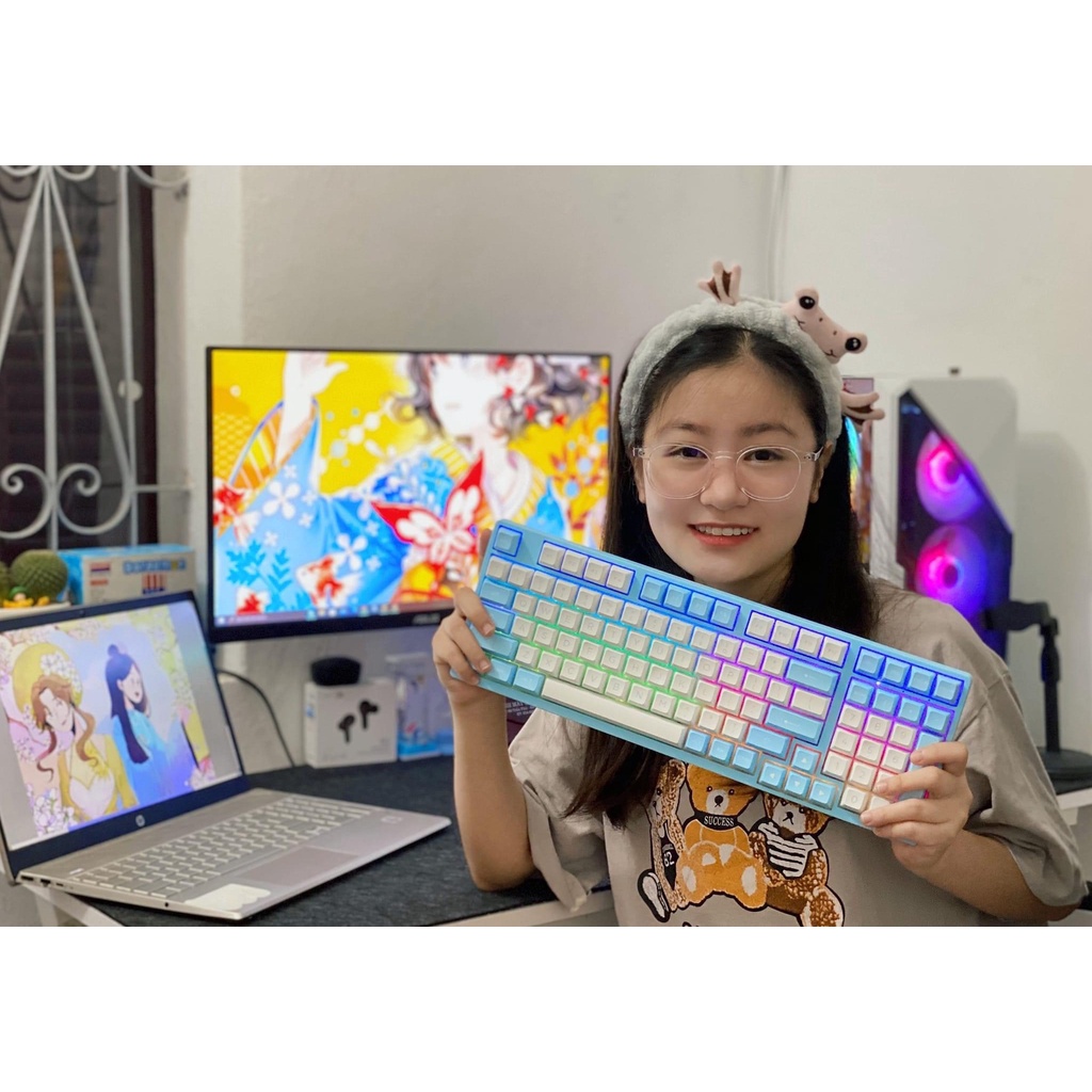 Bàn phím cơ AKKO 3098B Multi-modes ( Hotswap / Led RGB /Bluetooth 5.0 / Wireless 2.4Ghz / Foam tiêu âm / Pre-lube)