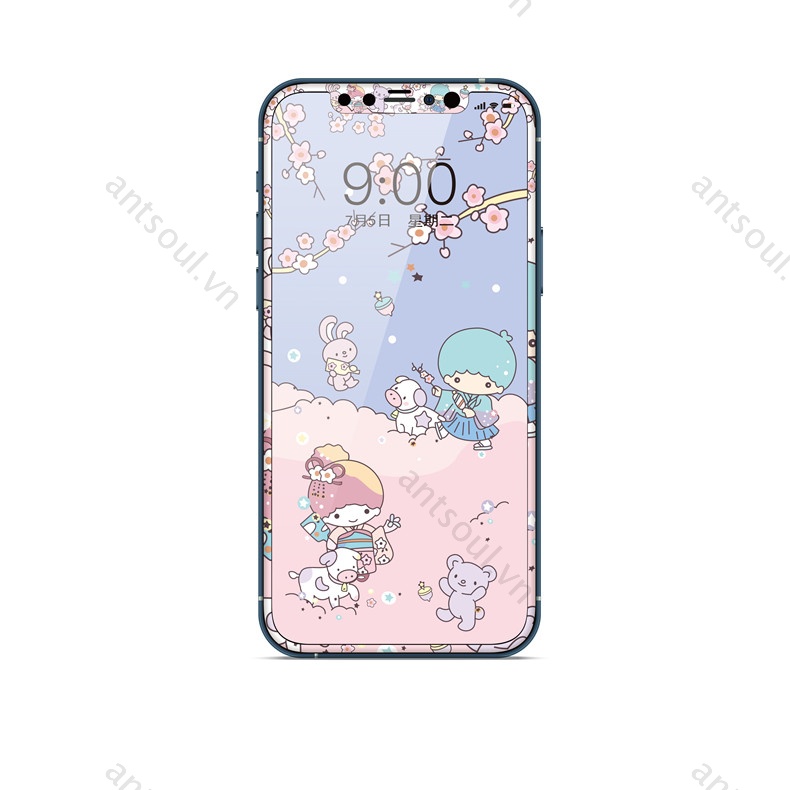 Kính cường lực bảo vệ màn hình in họa tiết hoạt hình thích hợp cho Iphone 12 Pro Max 12 12promax 6.1 6.7 Inch