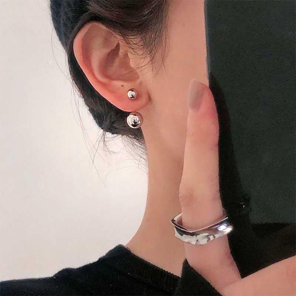 Bông Tai Hình Tròn Bằng Hợp Kim Thiết Kế Treo Sau Lưng Thanh Lịch Phong Cách Hàn Quốc