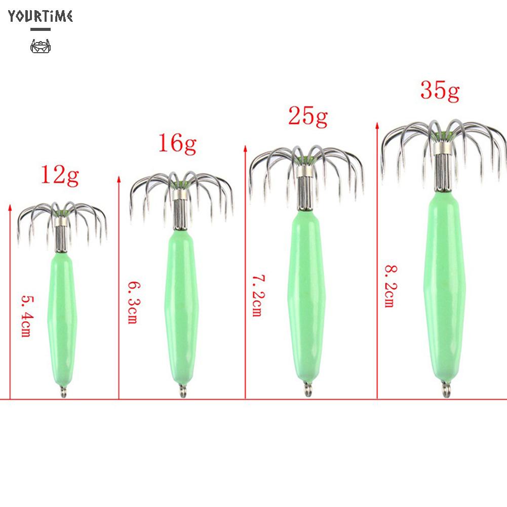 Mồi Câu Cá Giả Hình Mực Dạ Quang 12 Móng