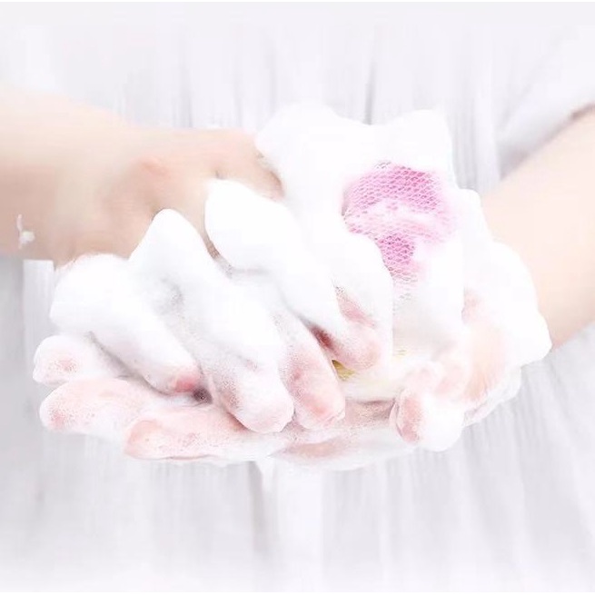 Túi Tạo Bọt Xà Bông Rửa Mặt, Rửa Tay Loại 2 Lớp Có Móc Treo Tiện Lợi