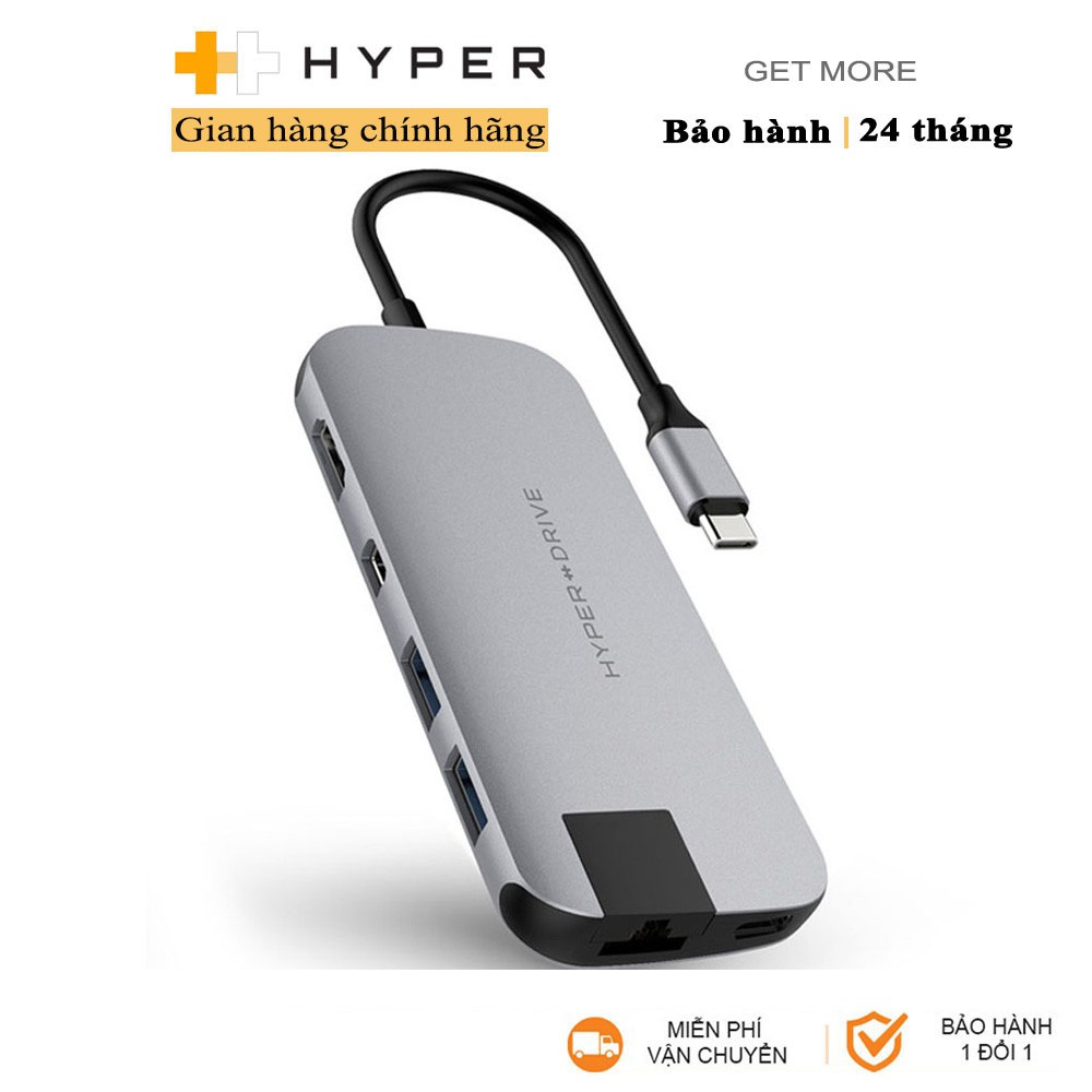 Cổng chuyển HyperDrive Slim 8-in-1 USB-C HUB cho Macbook &amp; Devices - HD247B -