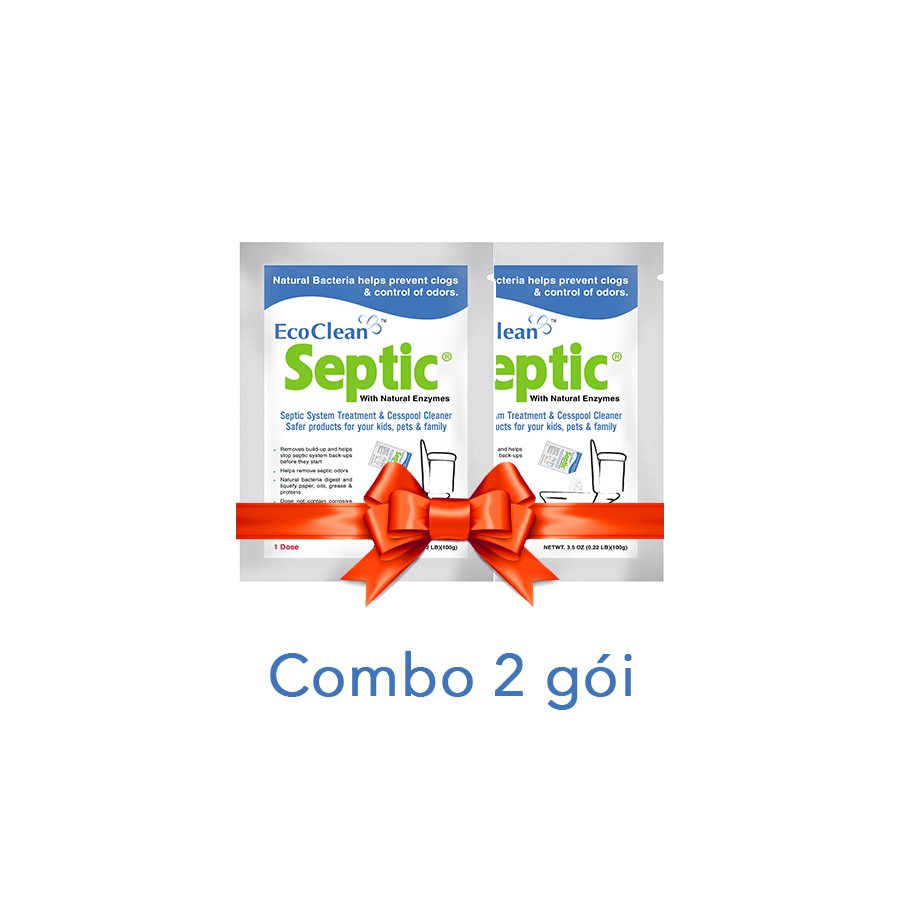 Combo 2 gói Tiết Kiệm ECOCLEAN SEPTIC - Men Vi Sinh Xử Lý Hầm Cầu Bể Phốt - USA