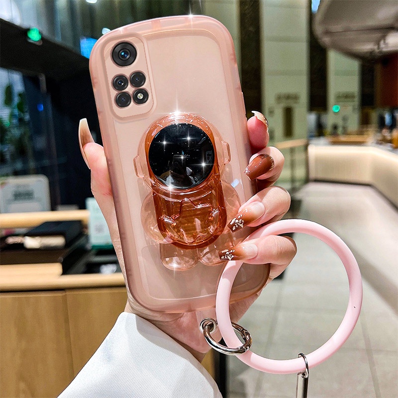 Ốp Điện Thoại Silicon Hình Phi Hành Gia Có Dây Đeo Cho Xiaomi Redmi Note 11 11S Pro 4G 5G