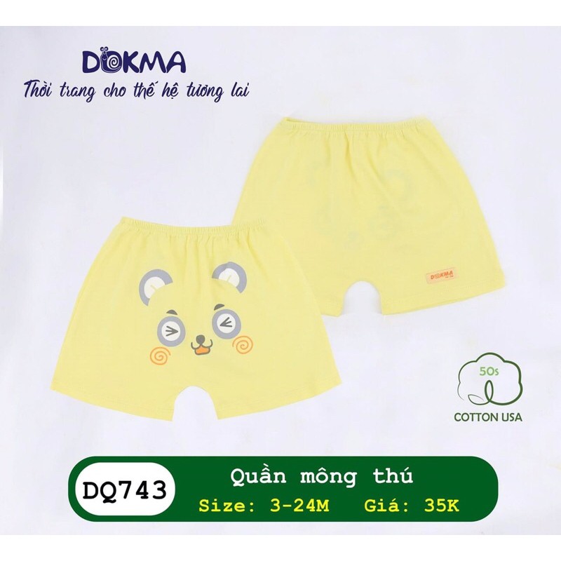 [DQ743] Quần cộc sơ sinh mông thú Dokma mềm, mát cho bé (3-24M)