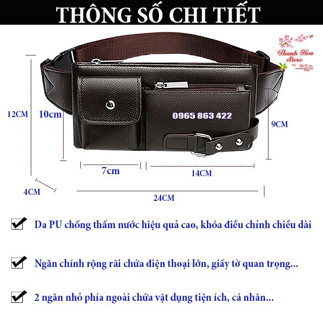 Túi đeo chéo nam da chống nước [FREE SHIP] Túi đeo chéo nam nhiều ngăn, đựng điện thoại thời trang thể thao đẹp, giá rẻ