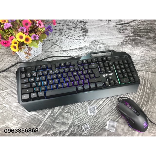 Bộ Bàn Phím Chuột Giả Cơ Gaming E-Dra EK700 Có Đèn Led 9 Chế Độ, Bộ Phím Chuột Chuyên Chơi Game Chính Hãng, BH 12 Tháng