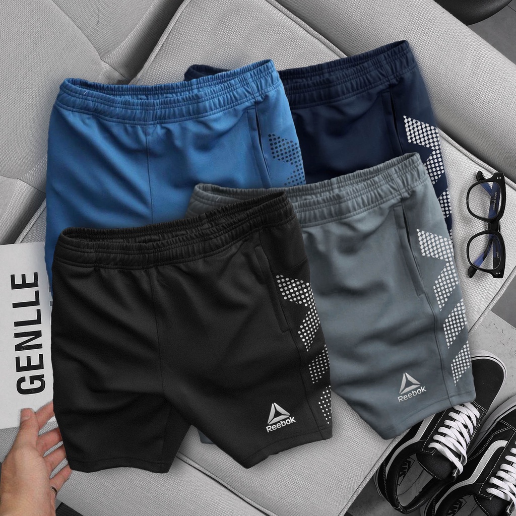 Quần Đùi Nam 𝗥𝗘𝗘𝗕𝗢𝗞 Thể Thao Chất Vải Thể Thao 2 Da Chun Mềm Mại, Co Dãn Vận Động Thoải Mái