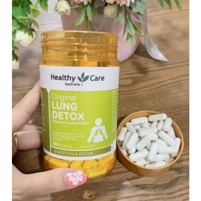 Thải độc phổi Lung detox Healthy Care 180 viên Úc
