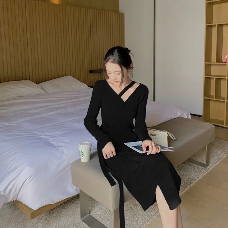 Váy len dáng suông mỏng nhẹ nhàng thời trang Hàn Quốc