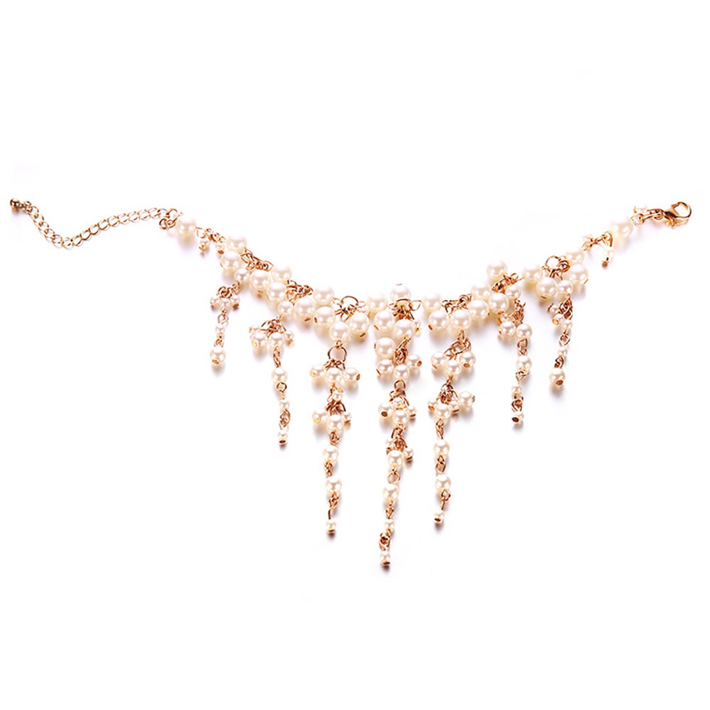 Vòng Tay Hợp Kim Đính Ngọc Trai Giả Và Tua Rua Thời Trang Cho Nữ