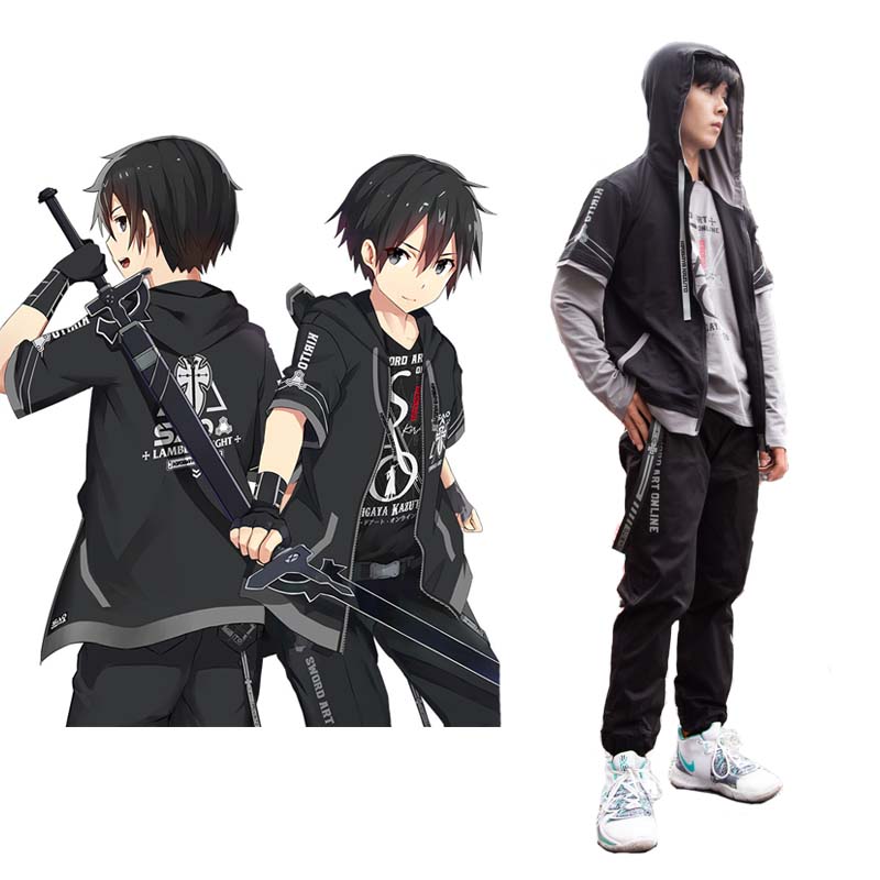 Áo Thun Tay Ngắn Cosplay Nhân Vật Kirito Kazuto