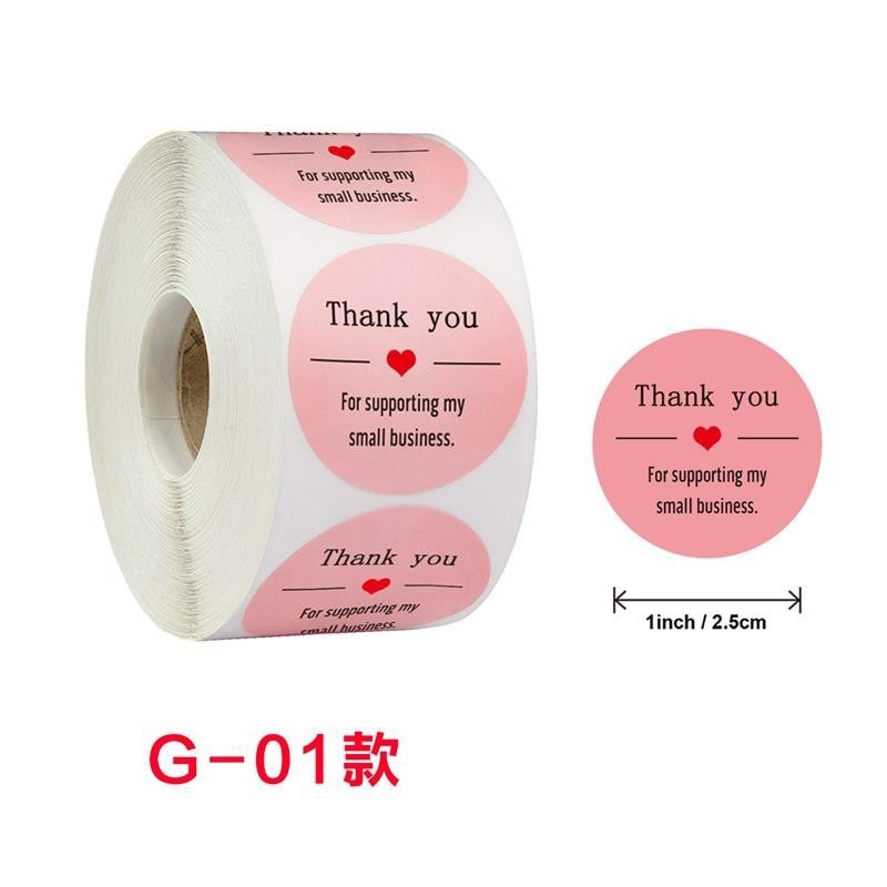 Cuộn 500 Nhãn Dán Tròn In Chữ Thank You Dán Trang Trí Hộp Bánh
