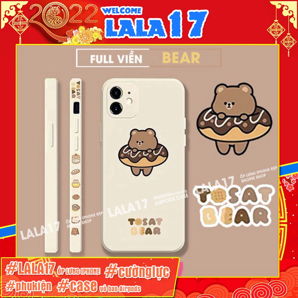 Ốp lưng iphone đẹp cạnh vuông in hình viền bvc Tosat Bear doraemon gấu mickey