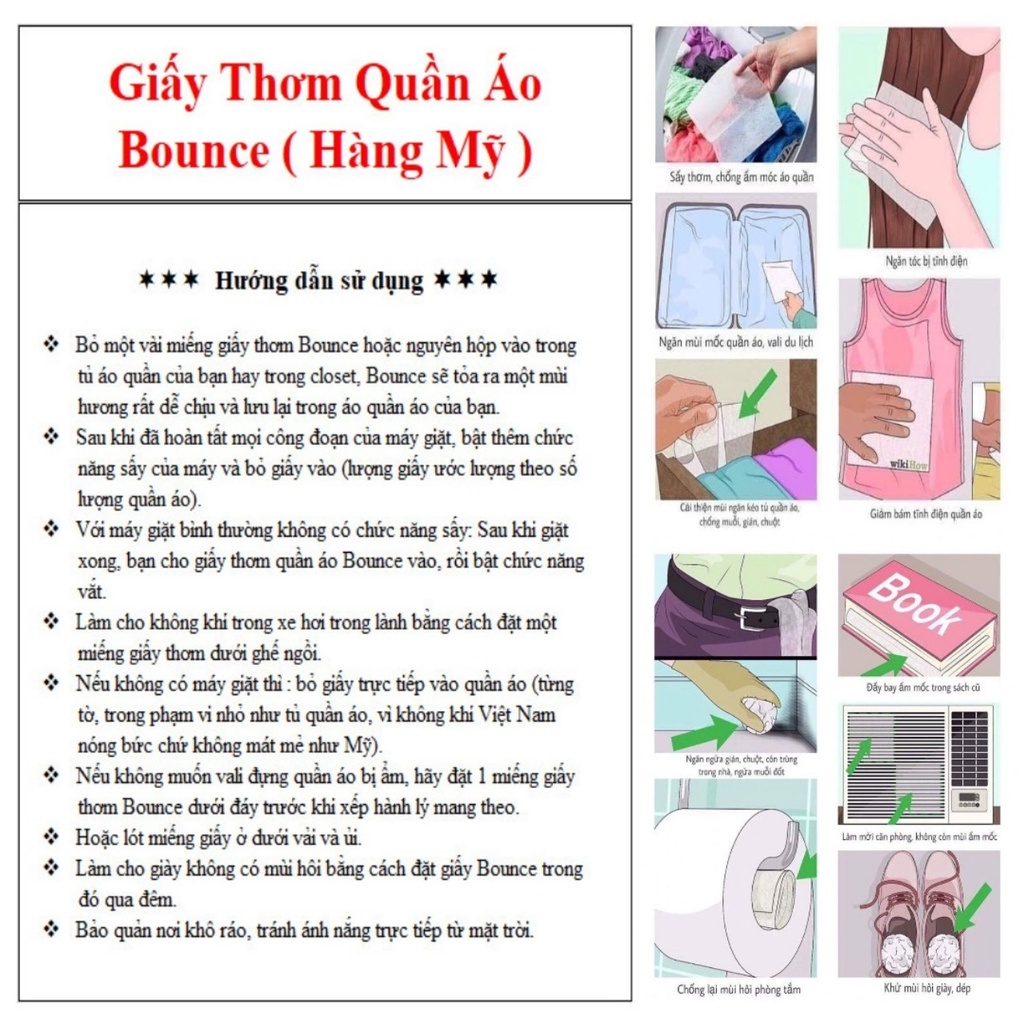 [ Tách Lẻ ] Giấy Thơm Quần Áo Bounce Của Mỹ - NK