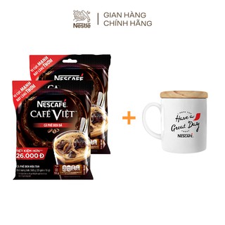 [Tặng 1 ly sứ nắp gỗ] Combo 2 bịch cà phê hòa tan Nescafé café Việt cà phê đen đá (Bịch 35 gói x 16g)