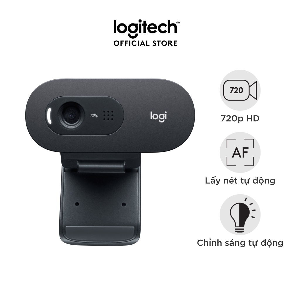 Webcam Logitech C270 720p HD - Góc cam 55 độ, mic giảm ồn, tự động chỉnh sáng, chụp ảnh 3MB, phù hợp PC/ Laptop