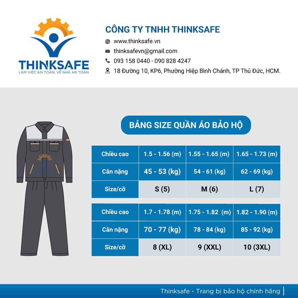 Quần áo bảo hộ lao động Thinksafe áo lao động kỹ sư công nhân có túi hộp thoải mái thoáng mát thấm hút mồ hôi PR04