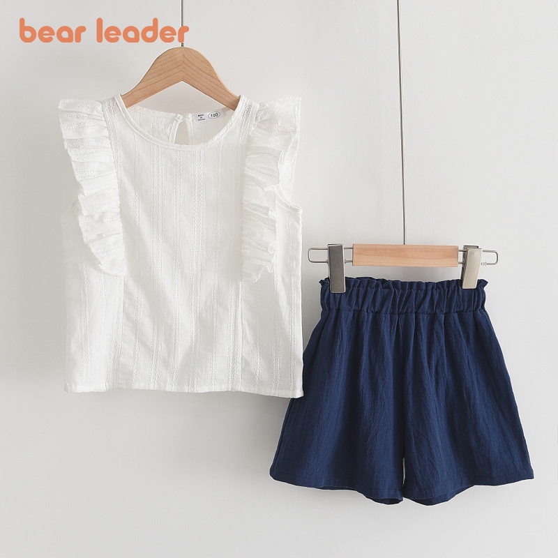 Bộ áo voan không tay in hoa + quần ngắn BEAR LEADER thời trang mùa hè cho bé gái 3-7 tuổi