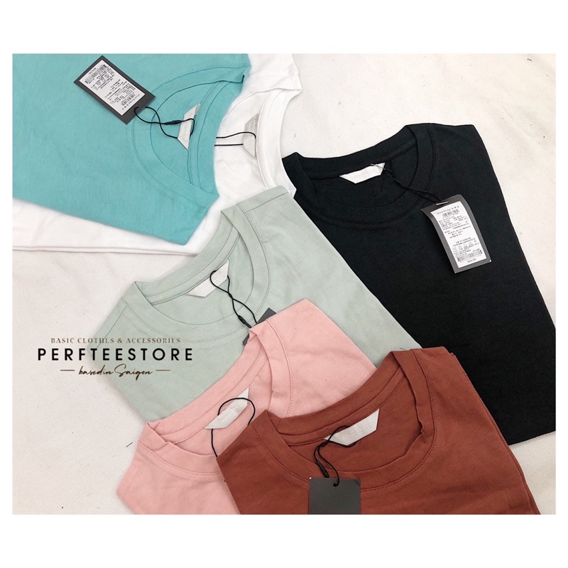 Áo thun trơn cổ tròn Mind Bridge form dành cho nữ cotton 2 chiều xuất Hàn • Perftee Store