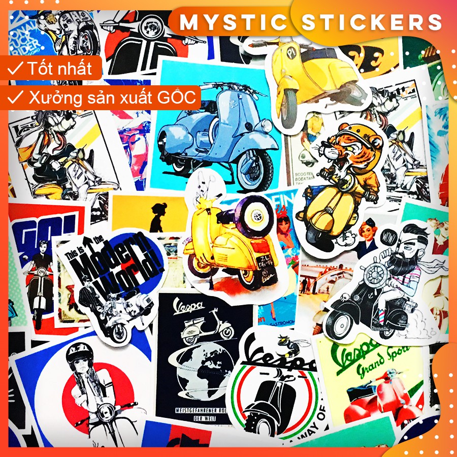 [VESPA] 63 Sticker chống nước/  dán xe laptop mũ bảo hiểm vali..