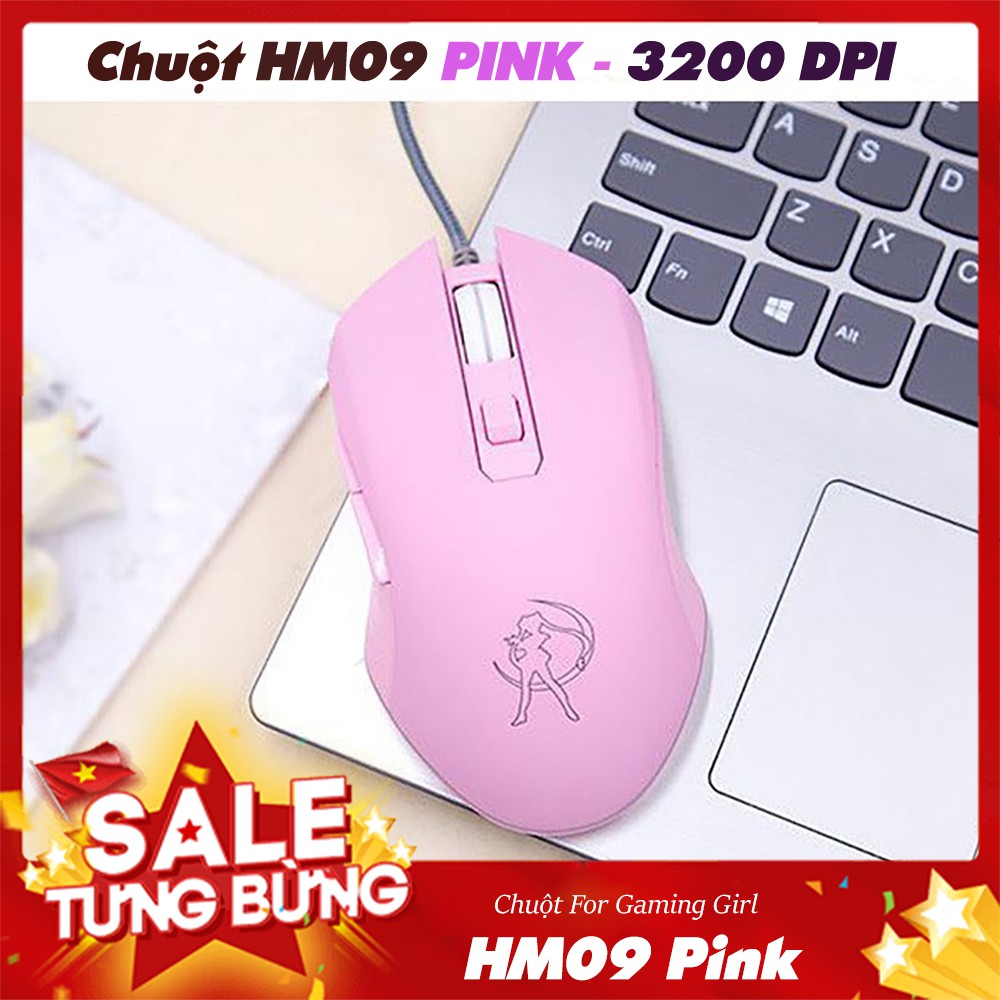 [ Click Chống Ồn ] Chuột Gaming HM09 Pink LED RGB - Siêu Phẩm dành cho nữ game thủ ( BH 12 tháng )