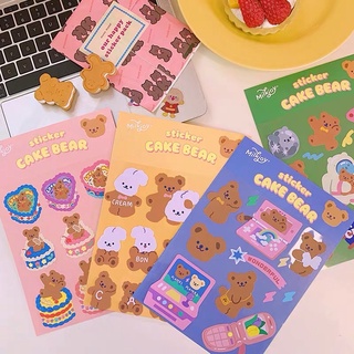 Miếng dán gấu Cake Bear dễ thương PVC cao cấp trang trí sổ, góc học tập không thấm nước