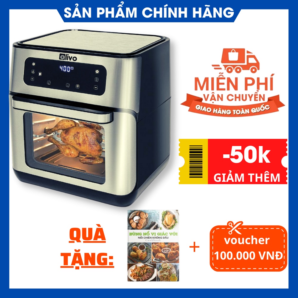 [Chính Hãng] Nồi Chiên Không Dầu Olivo AF12 - BH 24 Tháng - Dung Tích 12L, Công Suất 1800W, Thương Hiệu Mỹ