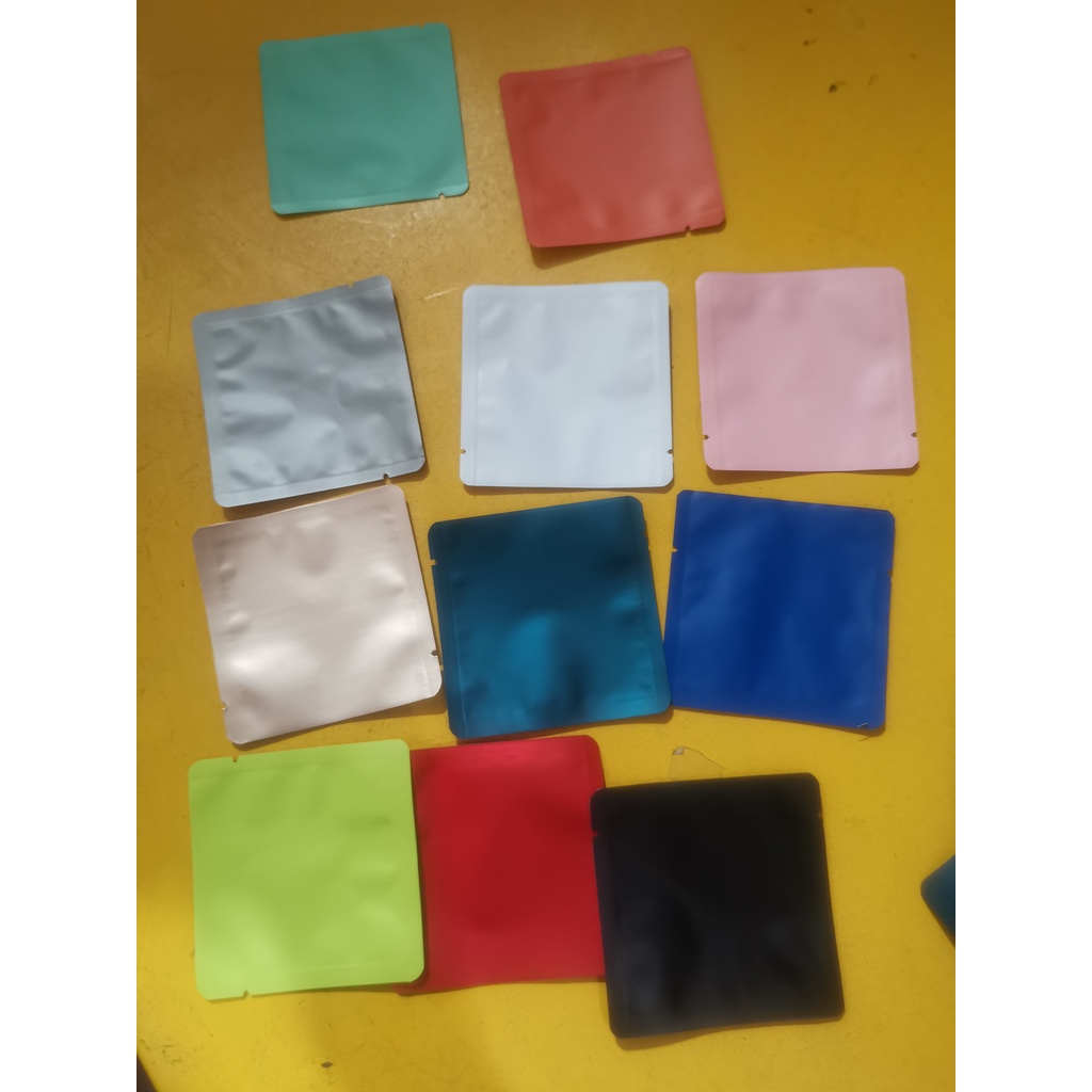 Bộ 200 túi mylar bằng lá nhôm 80x80mm có miệng ở bên trên thiết kế màu trơn dùng để đóng gói thực phẩm/trà/cà phê