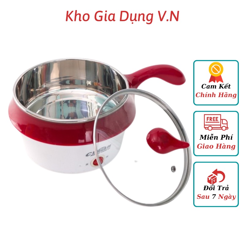 Ca Nấu Mì, Nồi Nấu Lẩu Mini Nồi Nấu Có Sửng Hấp 2 Tầng, Nồi Nấu Siêu Tốc Đa Năng - Loại Tốt Có Tay Cầm Mini 18cm