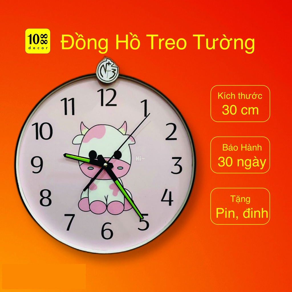 [Mã LIFE1404ALL50K giảm 10% đơn 200K]  50 MẪU  ĐỒNG HỒ TREO TƯỜNG ngộ nghĩnh dành cho bé yêu - 30 cm