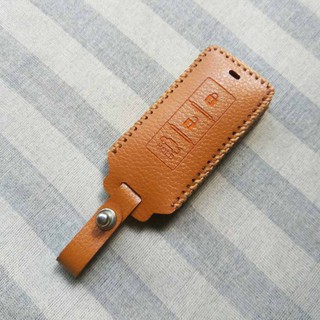 Bao da chìa khóa smartkey xe hơi Mitsubishi (Nâu)