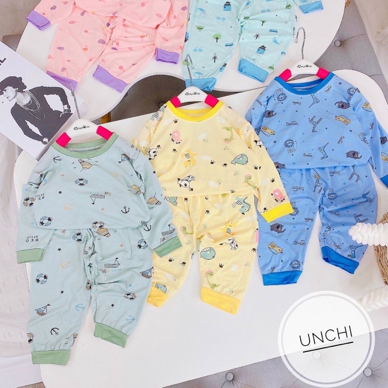 Bộ Dài Tay Cho Bé Gái, Bé Trai Minky Mom Vải Cotton 100% IN Hoạ Tiết Toàn Thân, Bộ Quần Áo Trẻ Em Thu Đông