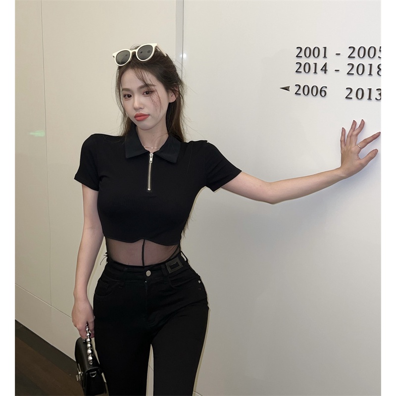 Áo Thun Lưới Tay Ngắn Thời Trang Dành Cho Nữ