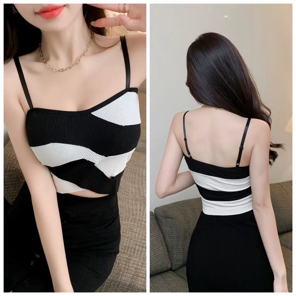 Áo Bra Dây Mảnh, Kẻ Sọc Phong Cách Hàn Quốc Cho Nữ Mã LEN2