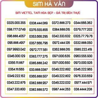 SIM VIETTEL TAM HOA GIỮA – TỨ QUÝ GIỮA – SỐ ĐẸP MAY MẮN – TÀI LỘC (Bảng 5)