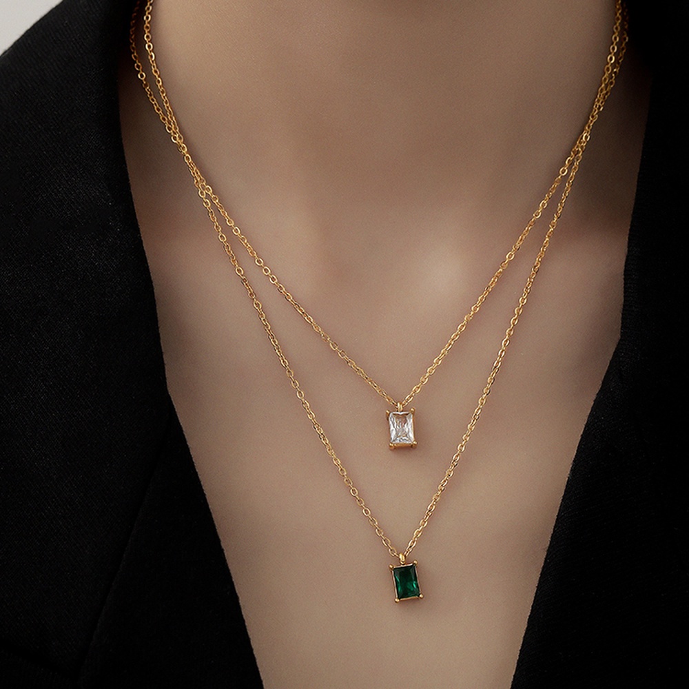 Dây chuyền mạ vàng 18k đính đá nhiều màu sắc sang trọng phong cách Âu Mỹ thời trang cho nữ