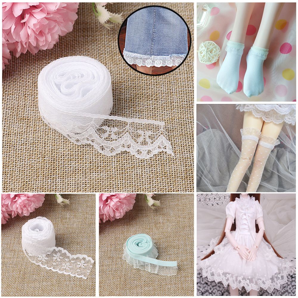 Vải Ruy Băng Co Giãn Phối Ren Nhiều Màu Sắc Dùng May Quần Áo Búp Bê Diy