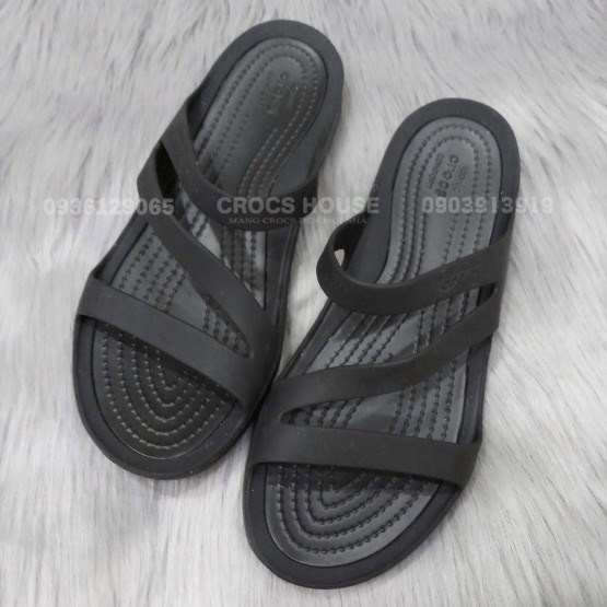 Dép crocs nữ quai ngang nhựa cao cấp, dép quai ngang crocs swiftwater nữ giá rẻ 3 quai - Crocs house