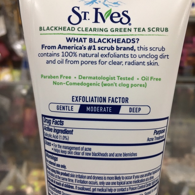 Sữa Rửa Mặt Trà Xanh St-Ives Blackhead Clearing Green Tea Scrub 170g