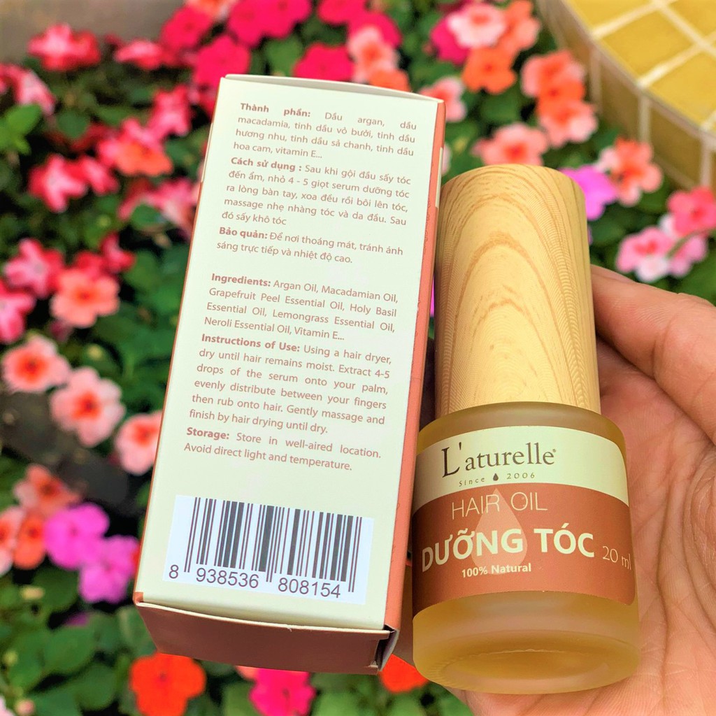 Dầu dưỡng tóc L'aturelle tinh dầu dưỡng tóc Laturelle bưởi macadamia argan suôn mượt serum dưỡng tóc khô xơ uốn 20ml