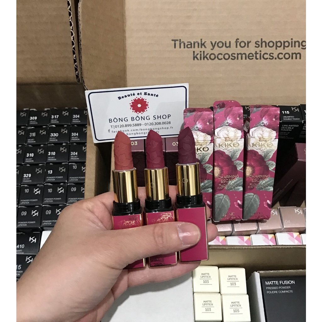 (Chuẩn Pháp-Son mới) Son lì KIKO Charming Escape Luxurious Matte Lipstick