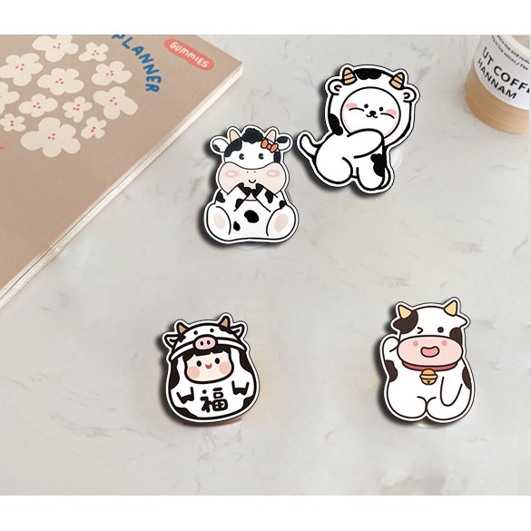 kẹp điện thoại mica bò sữa KMC2 giá đỡ avocado quả bơ trà sữa trứng lười yakult hoa cúc GD shiba roro jump usagyuuun