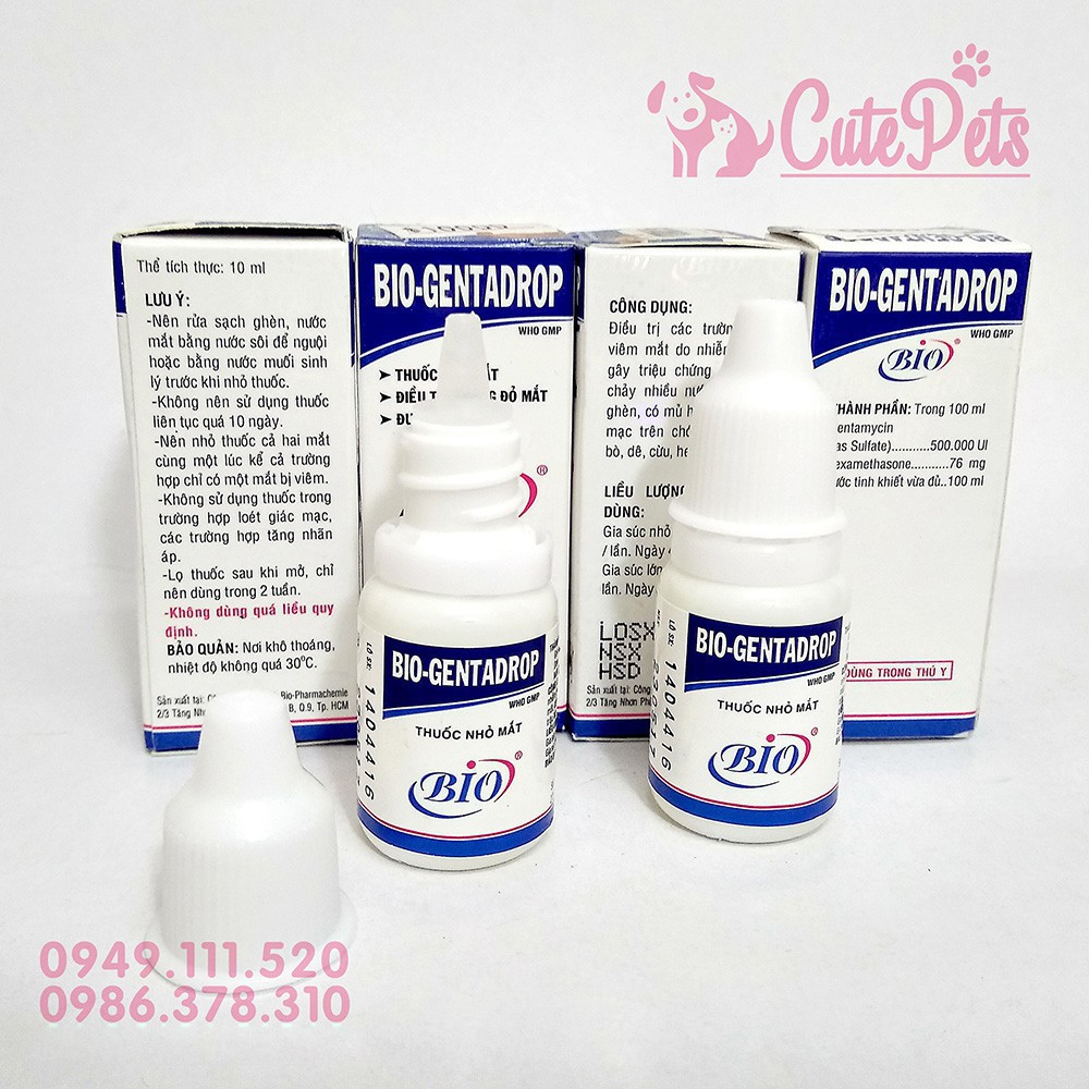 [GIẢM SỐC] Nhỏ mắt Bio Genta Drop Dành cho chó mèo - CutePets Phụ kiện thú cưng Pet Shop Hà Nội