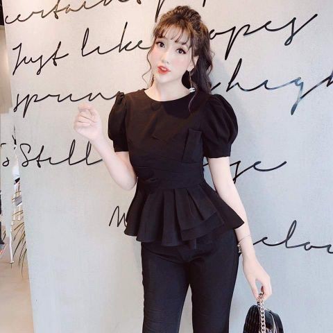 Set bộ áo peplum tay bồng - BOBEO056