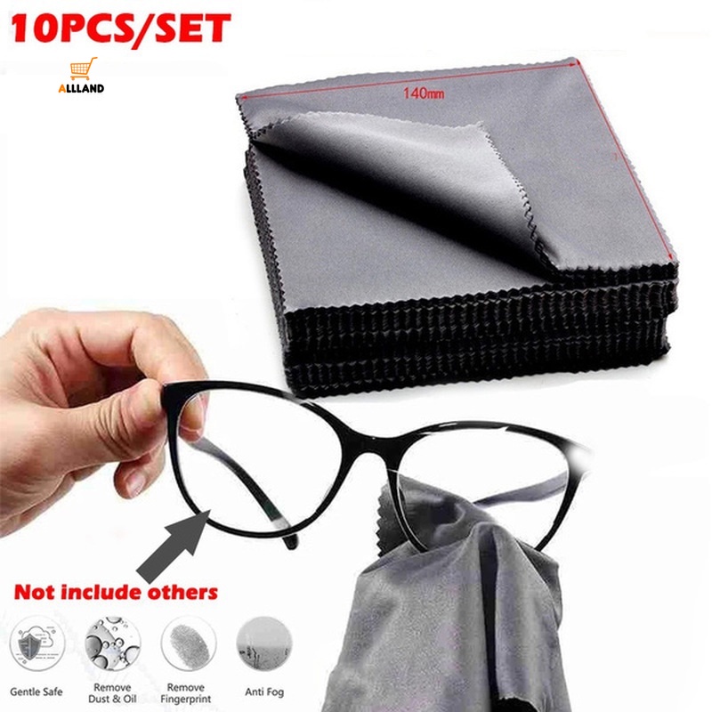 Set 10 khăn lau mắt kính/ màn hình điện thoại/ máy tính bằng vải sợi nhỏ tiện dụng